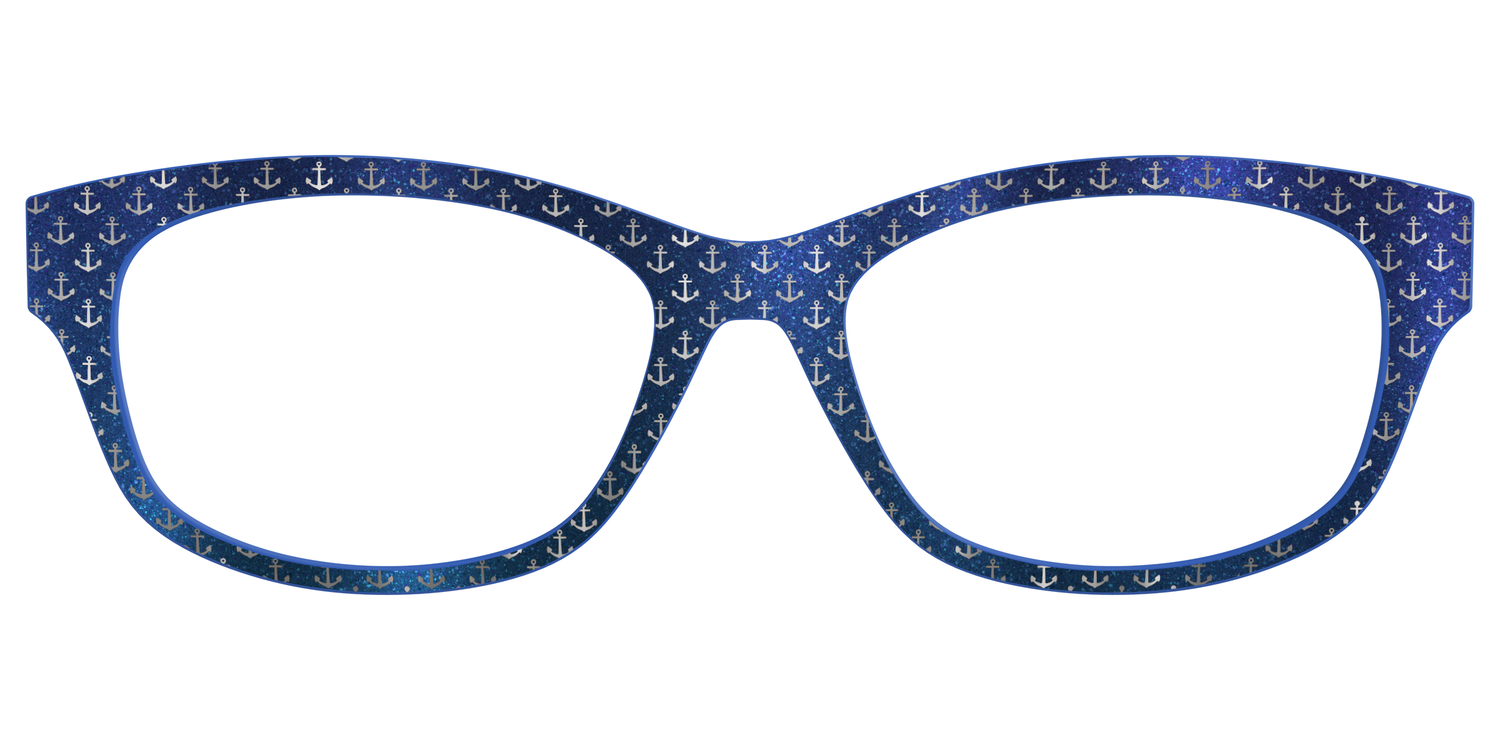 The Blue Shimmer with Silver Foil Anchors - Front Top Image - Pair Eyewear