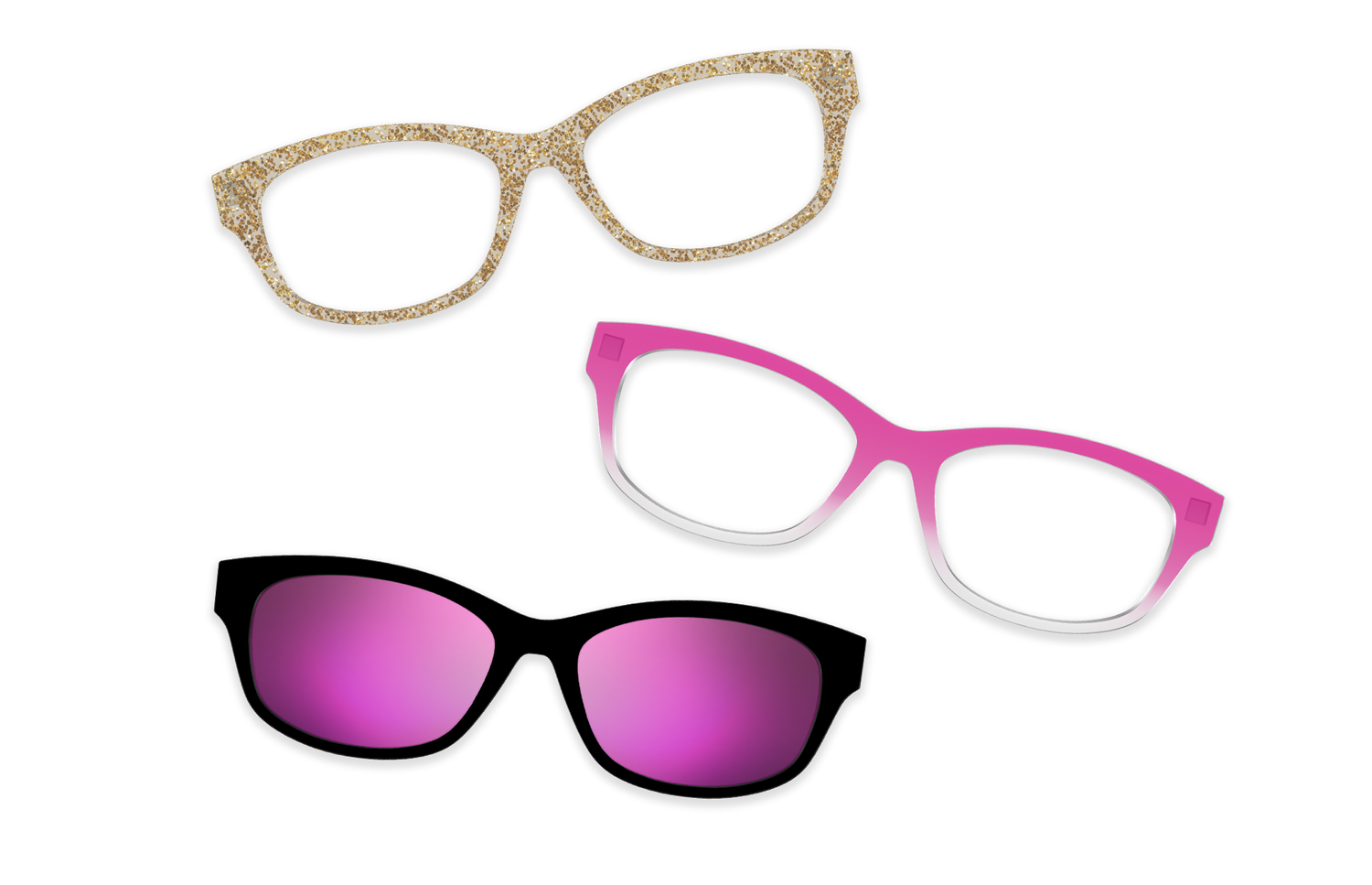 Pink Glitter Clear - Set - Product Image 1 - Pair Eyewear