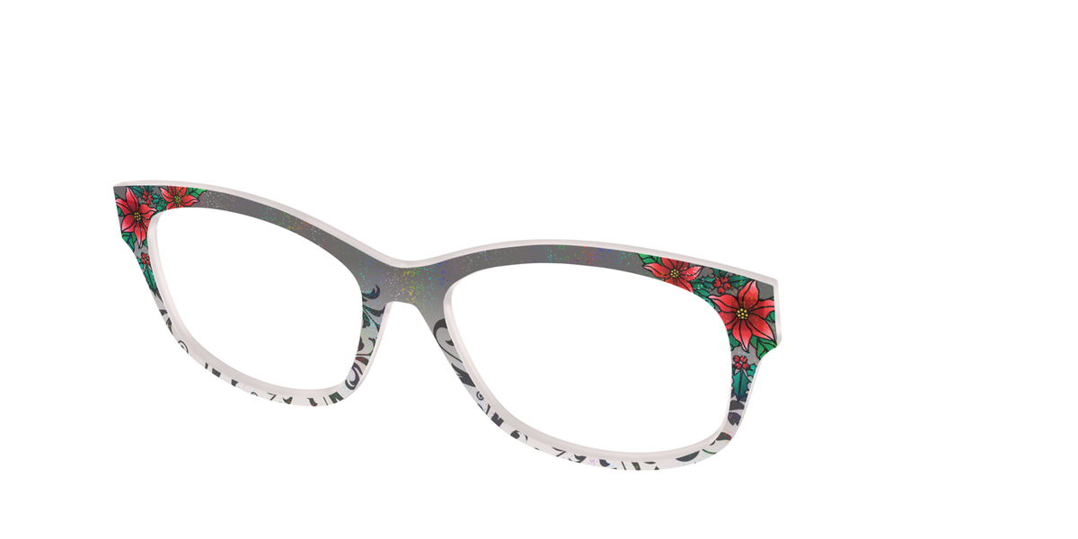 The Romantic Poinsettia Holographic Crystal - Angle Top Image - Pair Eyewear