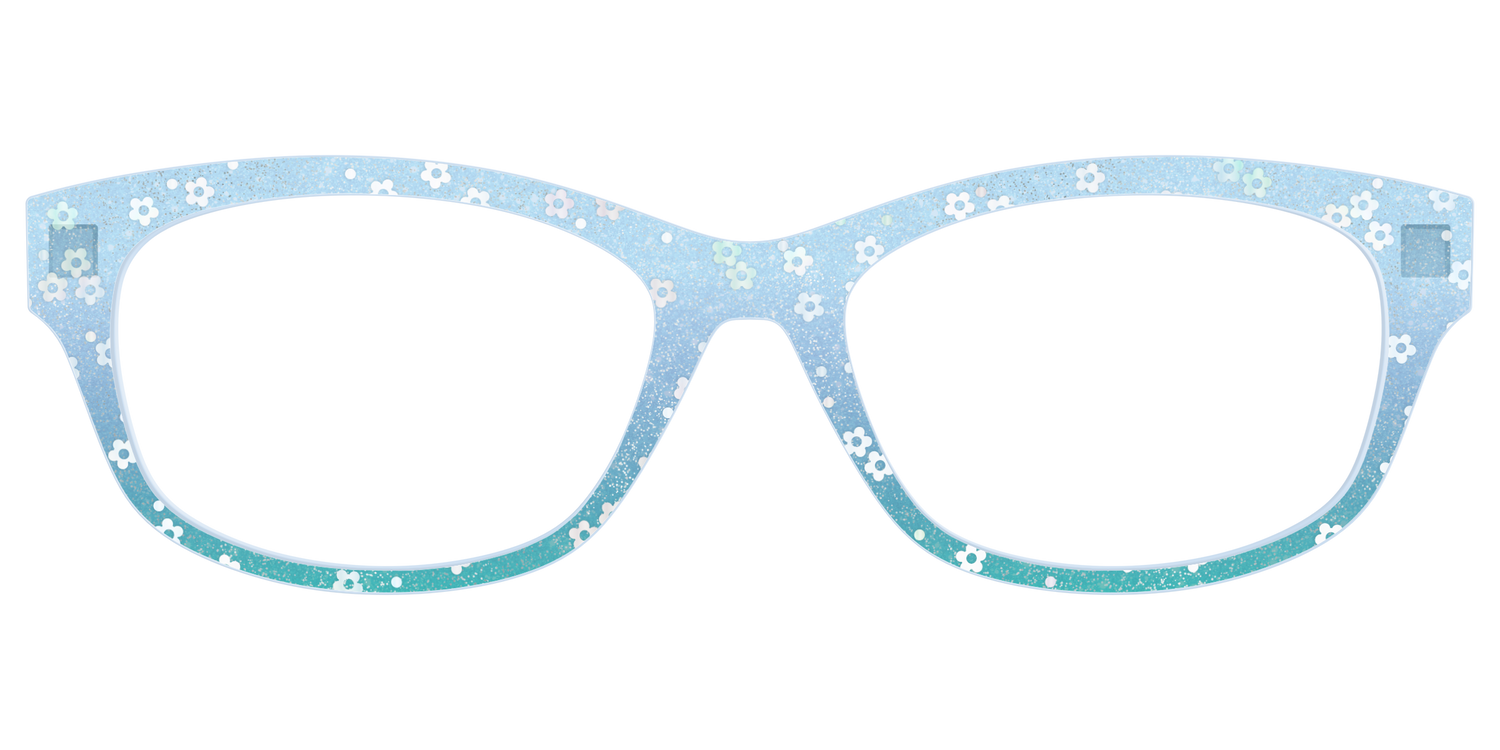 The Sky Blue Crystal with Daisy Glitter - Front Top Image - Pair Eyewear
