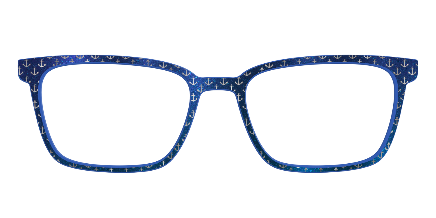 The Blue Shimmer with Silver Foil Anchors - Front Top Image - Pair Eyewear
