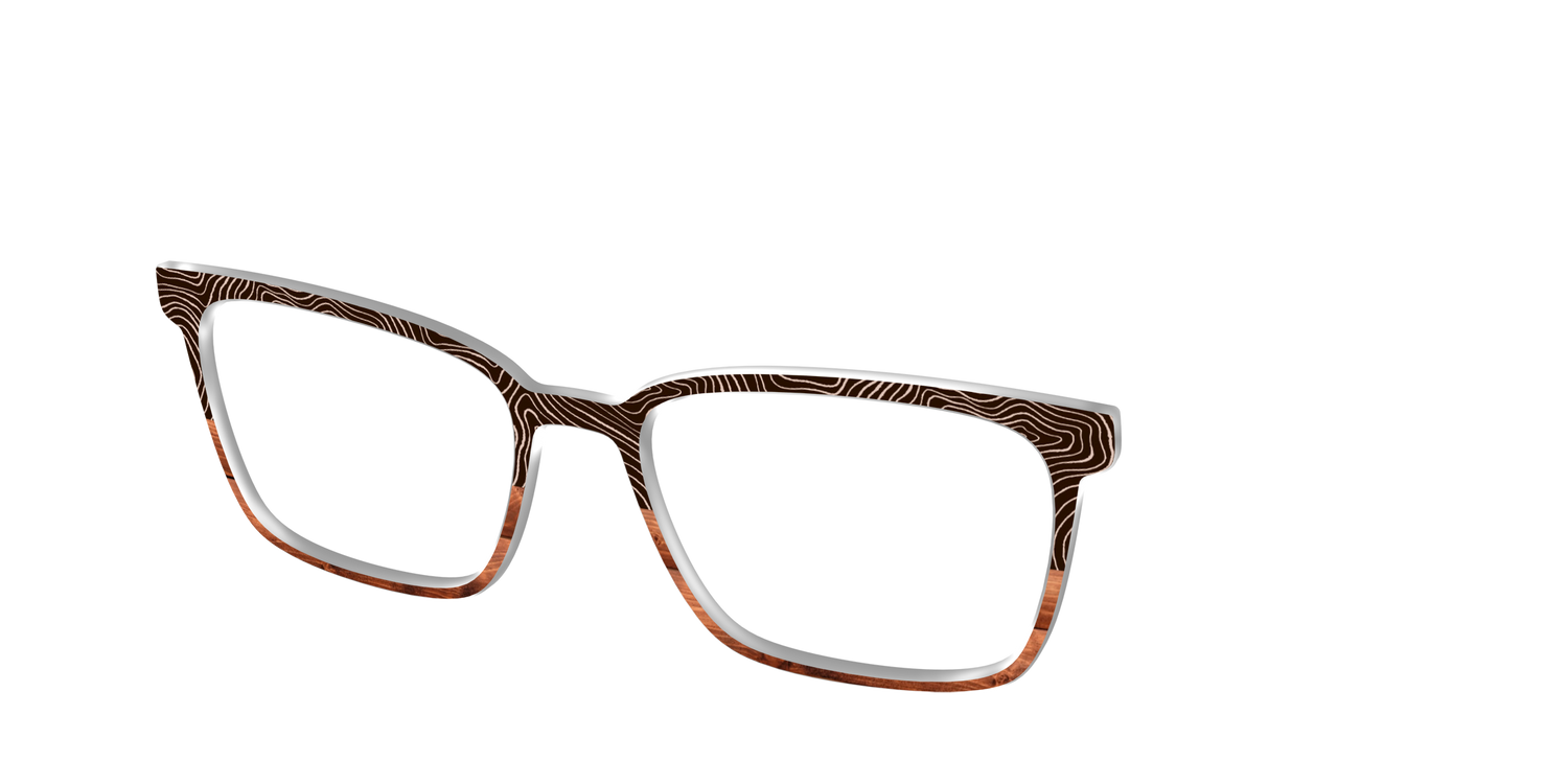 The Cabin Woodgrain Split - Angle Top Image - Pair Eyewear