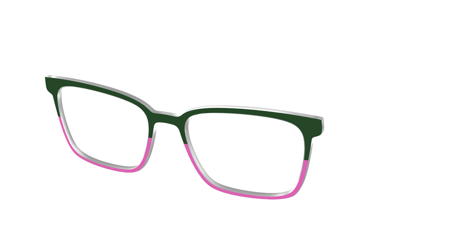 The Emerald and Flamingo Split - Angle Top Image - Pair Eyewear