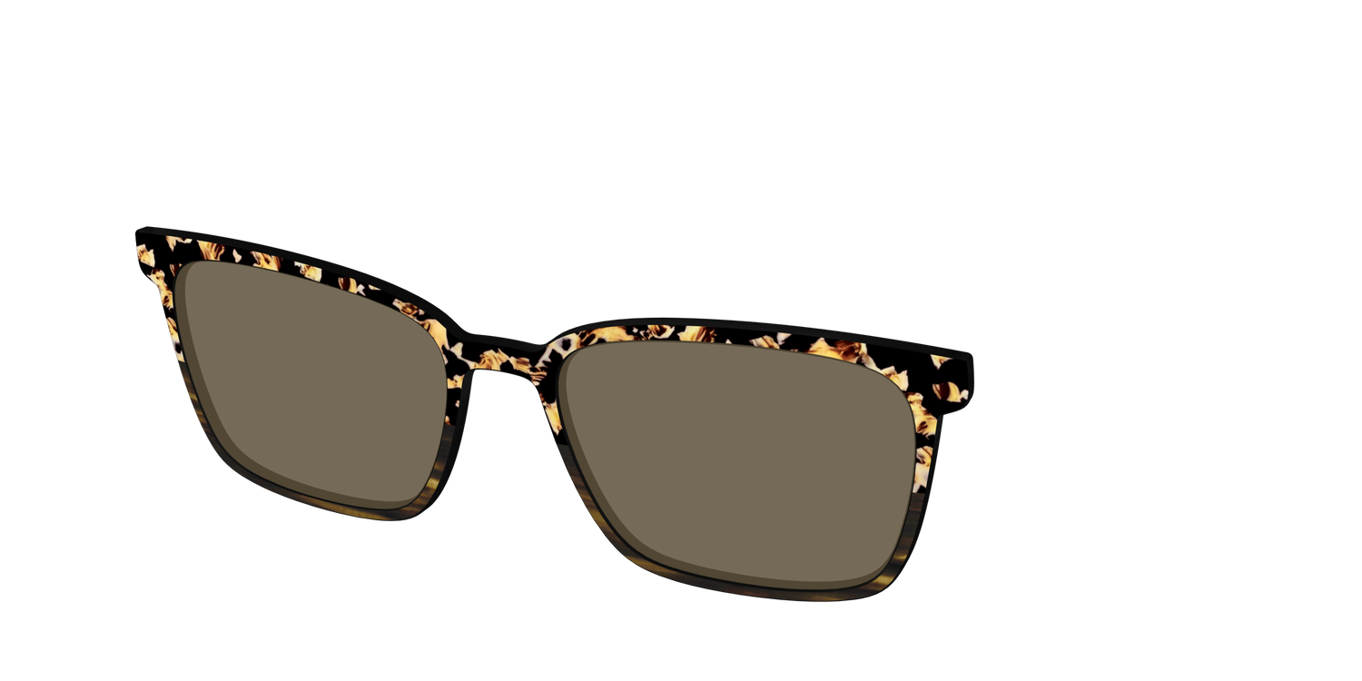 The Polarized Caramel Tortoise Horn Split Sun Top - Angle Top Image - Pair Eyewear
