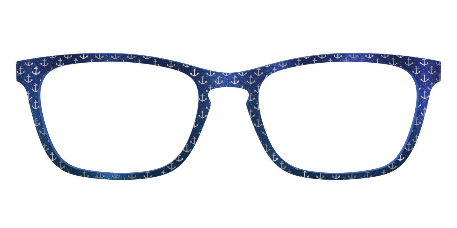 The Blue Shimmer with Silver Foil Anchors - Front Top Image - Pair Eyewear