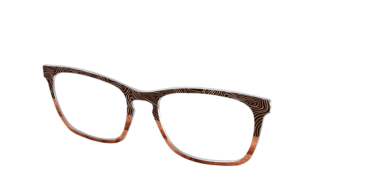 The Cabin Woodgrain Split - Angle Top Image - Pair Eyewear