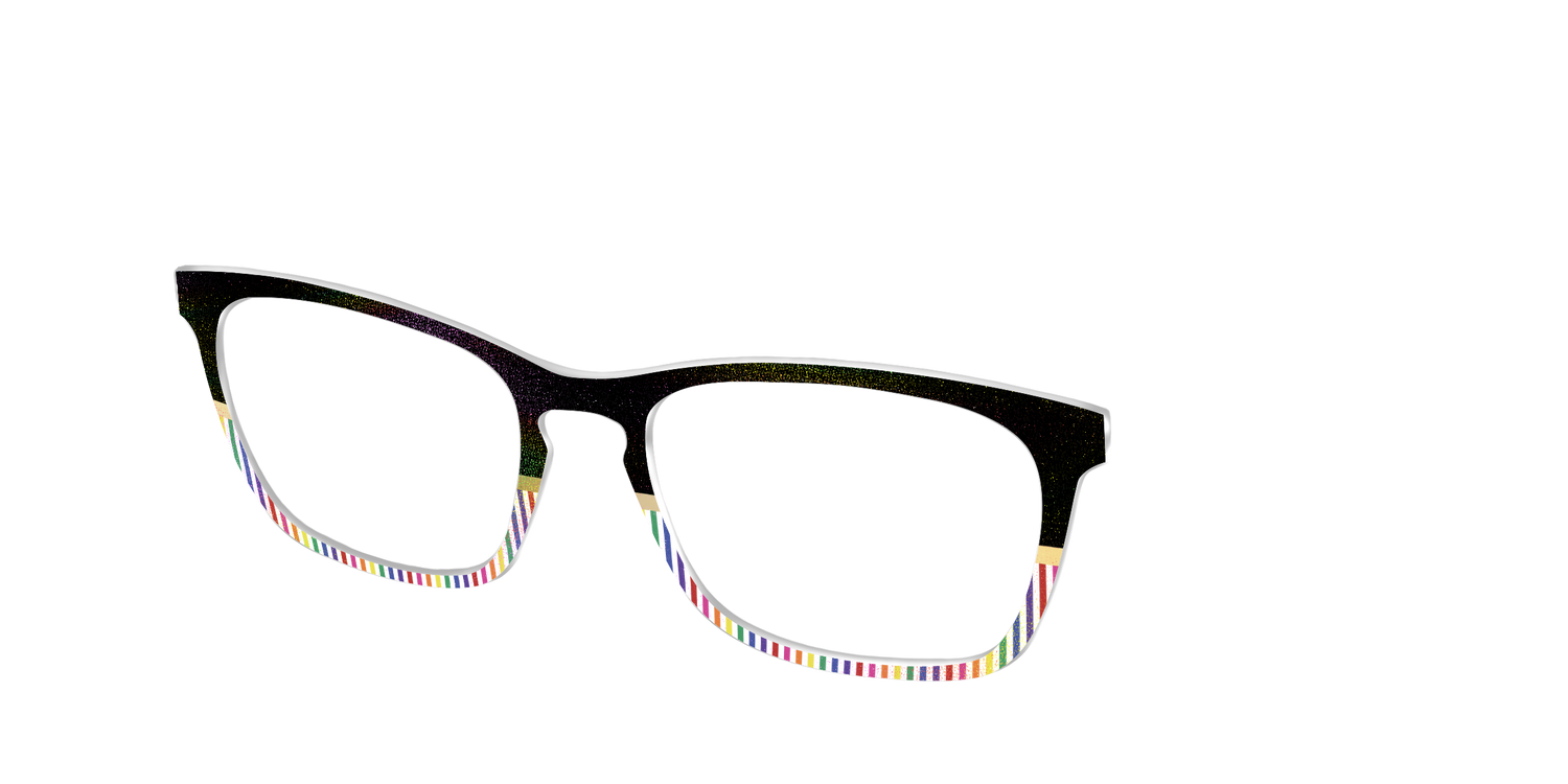 The Chic Pride Stripes Crystal with Gold Foil - Angle Top Image - Pair Eyewear