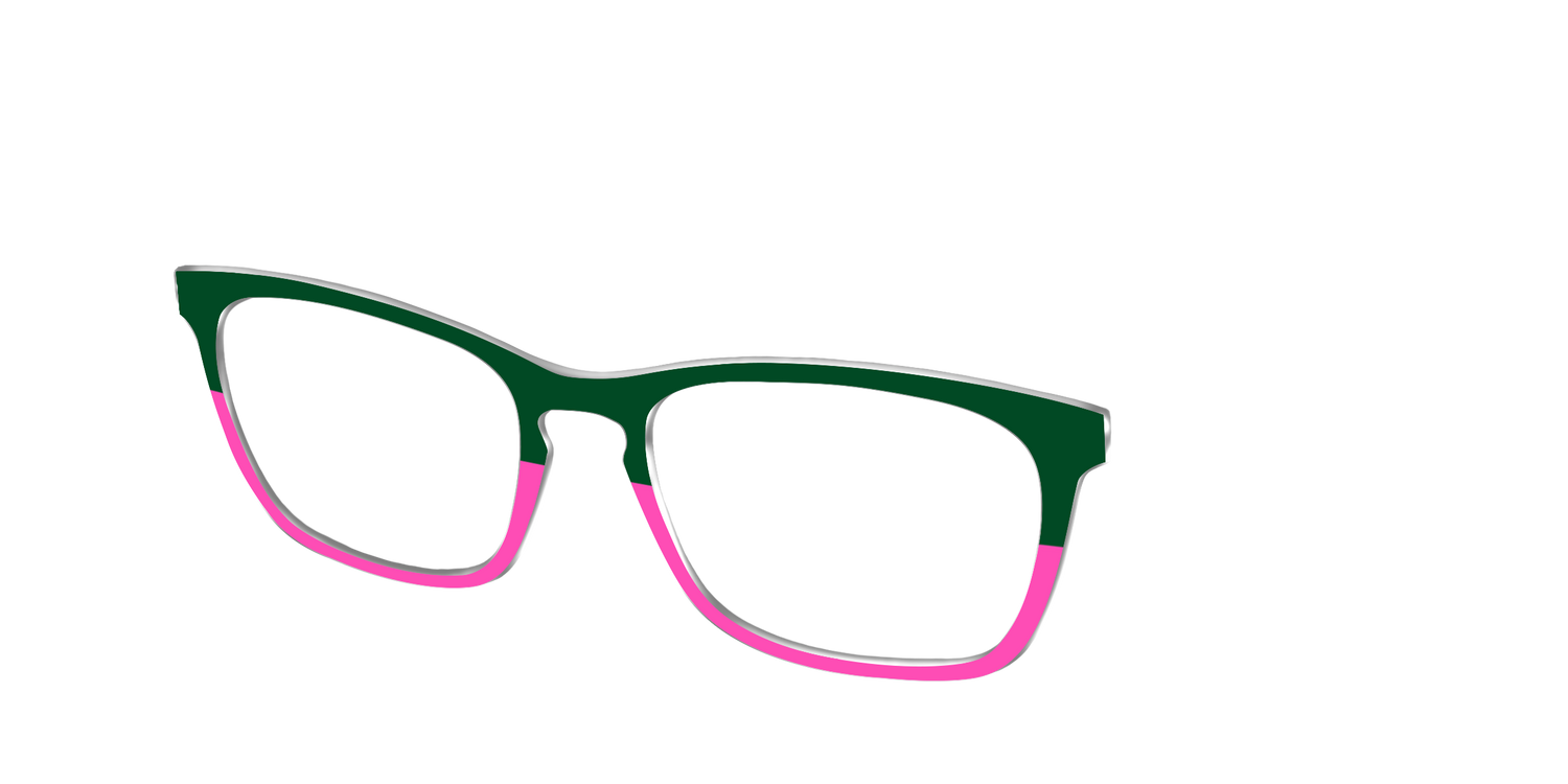 The Emerald and Flamingo Split - Angle Top Image - Pair Eyewear