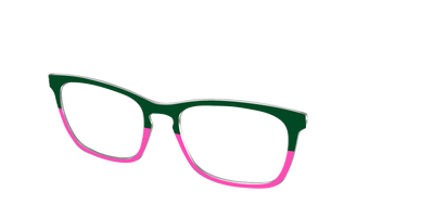 The Emerald and Flamingo Split - Angle Top Thumbnail - Pair Eyewear