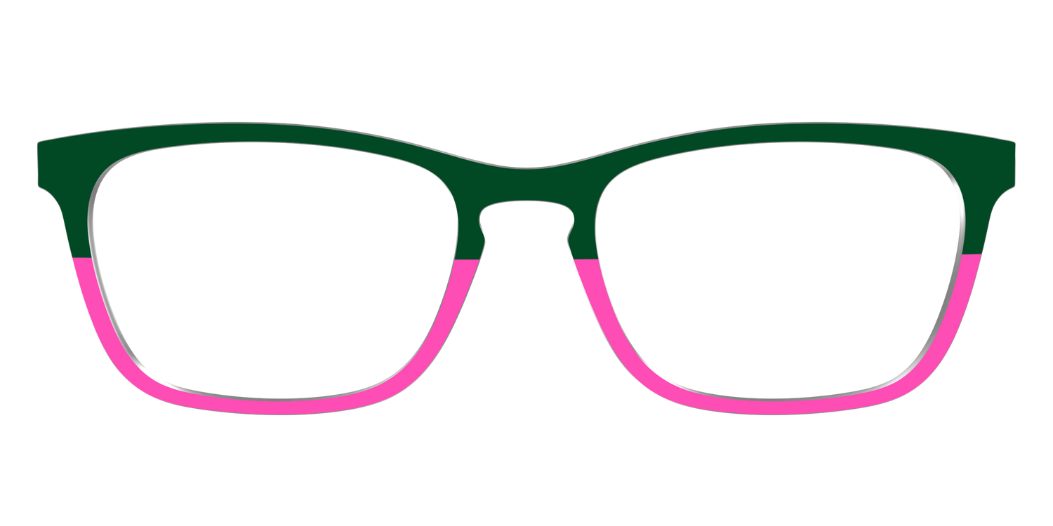 The Emerald and Flamingo Split - Front Top Image - Pair Eyewear