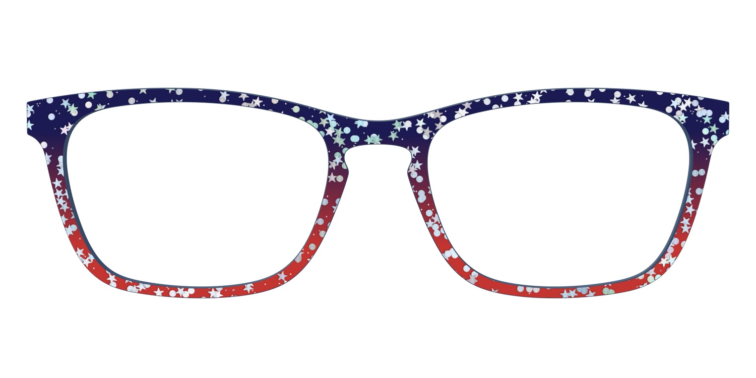 The Navy to Scarlet Gradient with Star Glitter - Front Top Image - Pair Eyewear