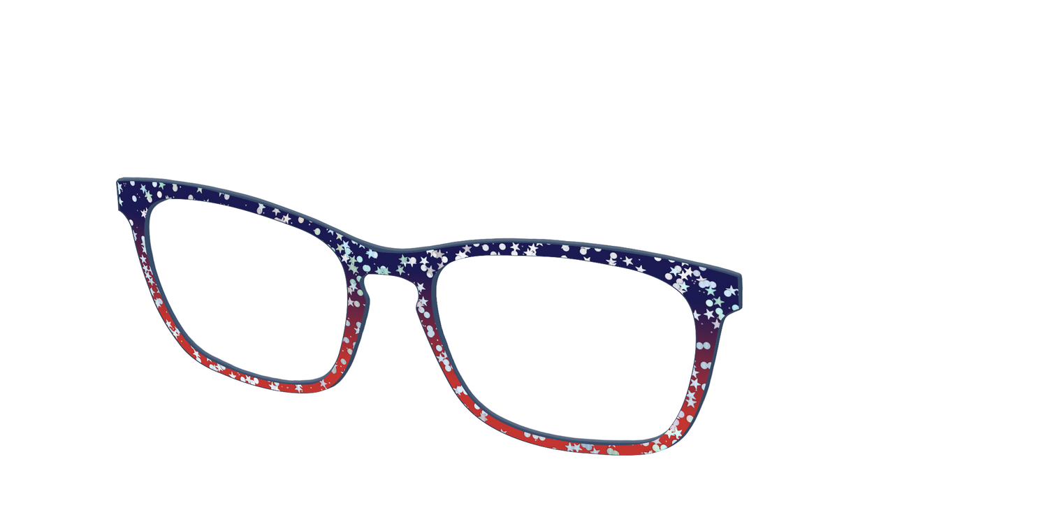 The Navy to Scarlet Gradient with Star Glitter - Angle Top Image - Pair Eyewear
