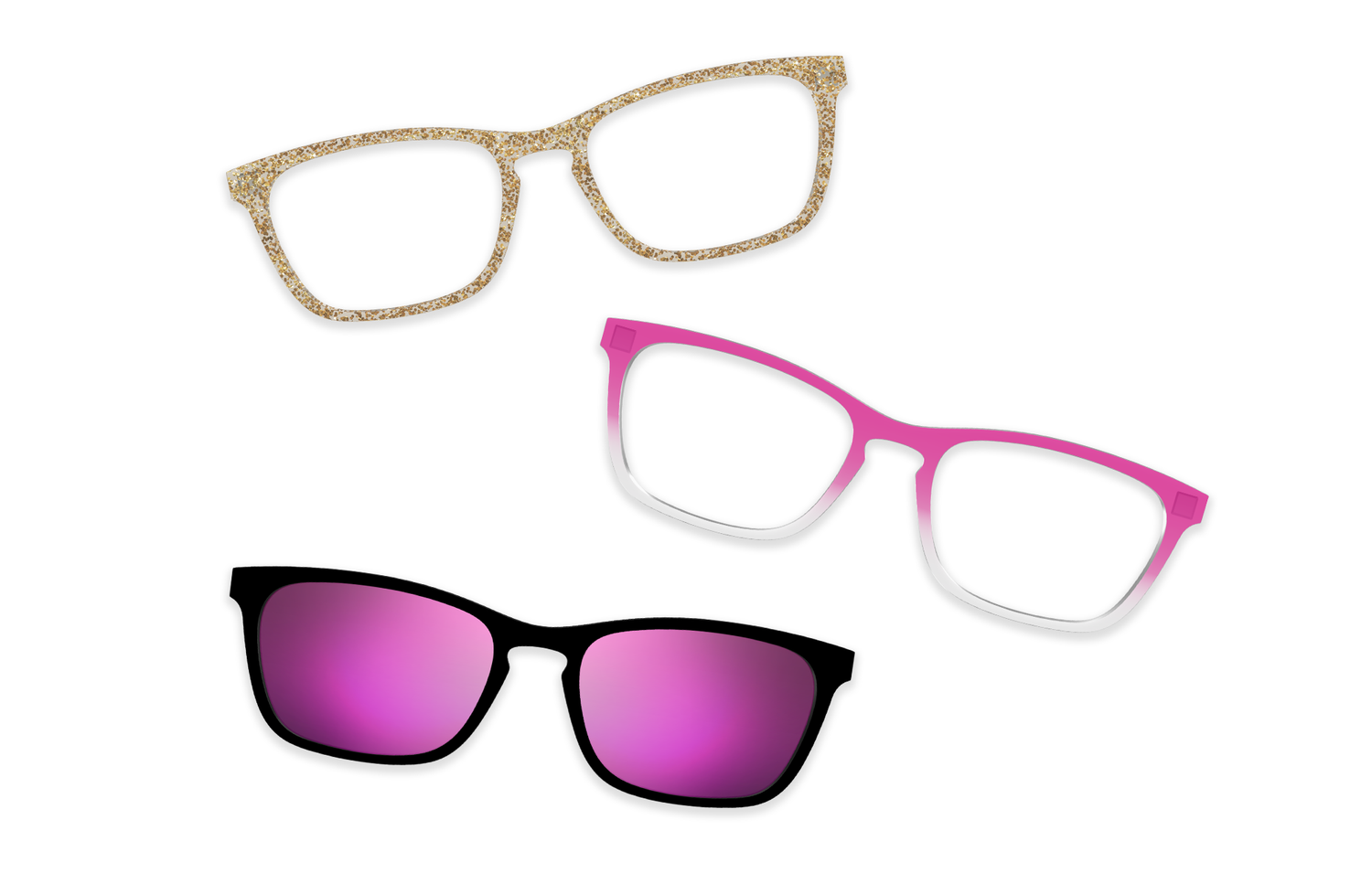 Pink Glitter Clear - Set - Product Image 3 - Pair Eyewear