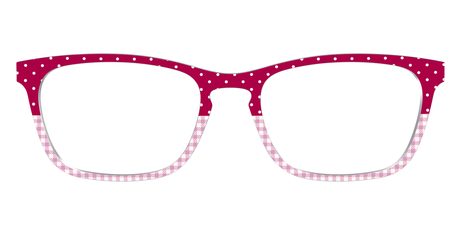 The Raspberry Pin Dot Split - Front Top Image - Pair Eyewear