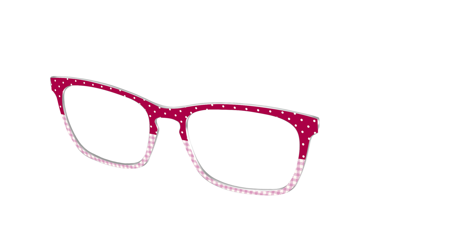 The Raspberry Pin Dot Split - Angle Top Image - Pair Eyewear
