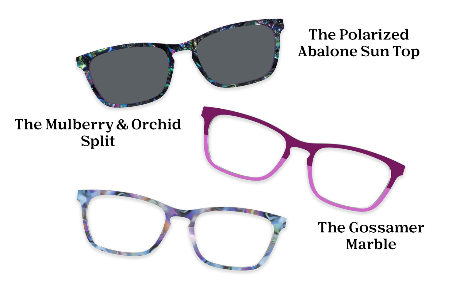 The Casper - Violet Pearlized Gradient Acetate Rose Gold Metal - Pairing Set - Pair Eyewear
