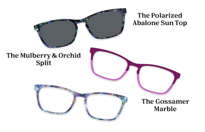 The Casper - Violet Pearlized Gradient Acetate Rose Gold Metal - Pairing Set - Pair Eyewear
