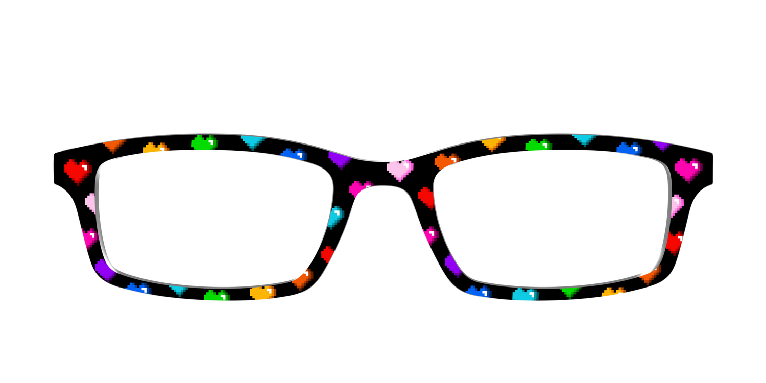 The 8-Bit Rainbow Hearts - Front Top Image - Pair Eyewear