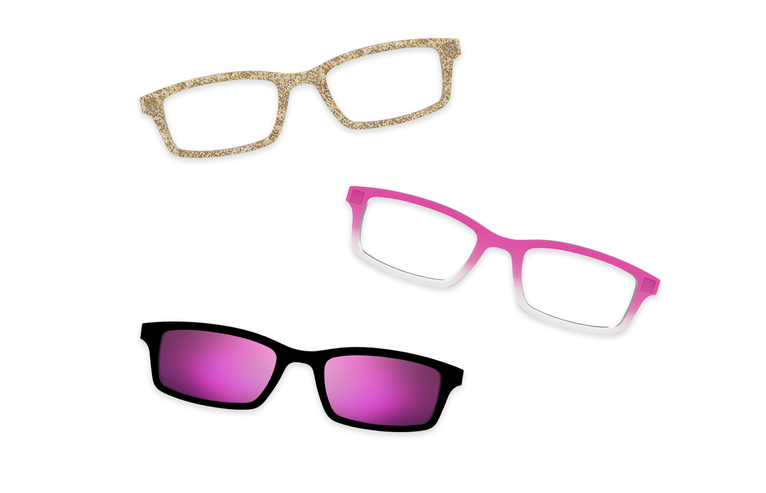 Pink Glitter Clear - Set - Product Image 4 - Pair Eyewear