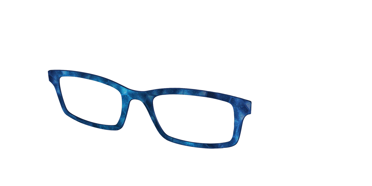The Shimmering Cobalt Hexagons - Angle Top Image - Pair Eyewear