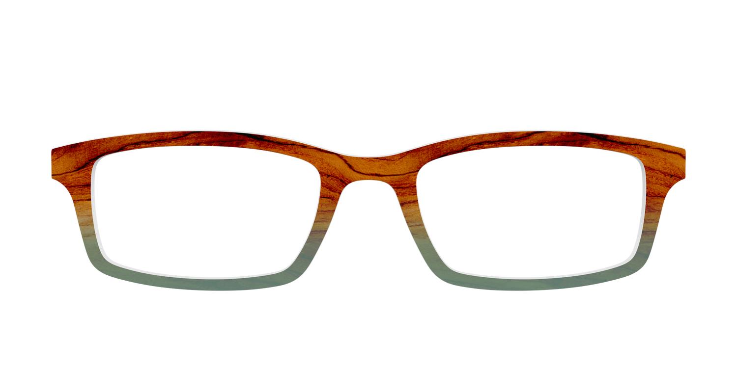 The Woodgrain to Sage Gradient - Front Top Image - Pair Eyewear