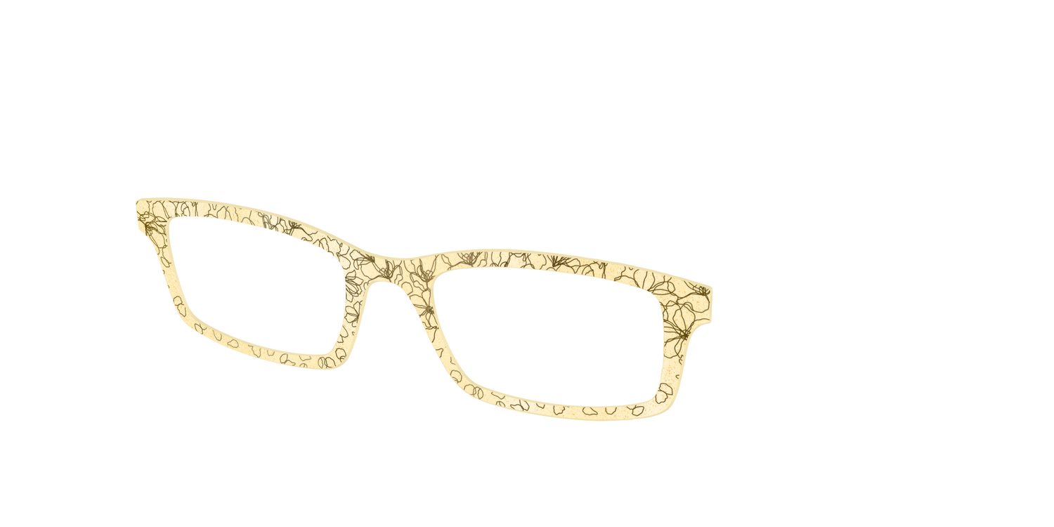 The Yellow Shimmer Petals with Gold Foil - Angle Top Image - Pair Eyewear