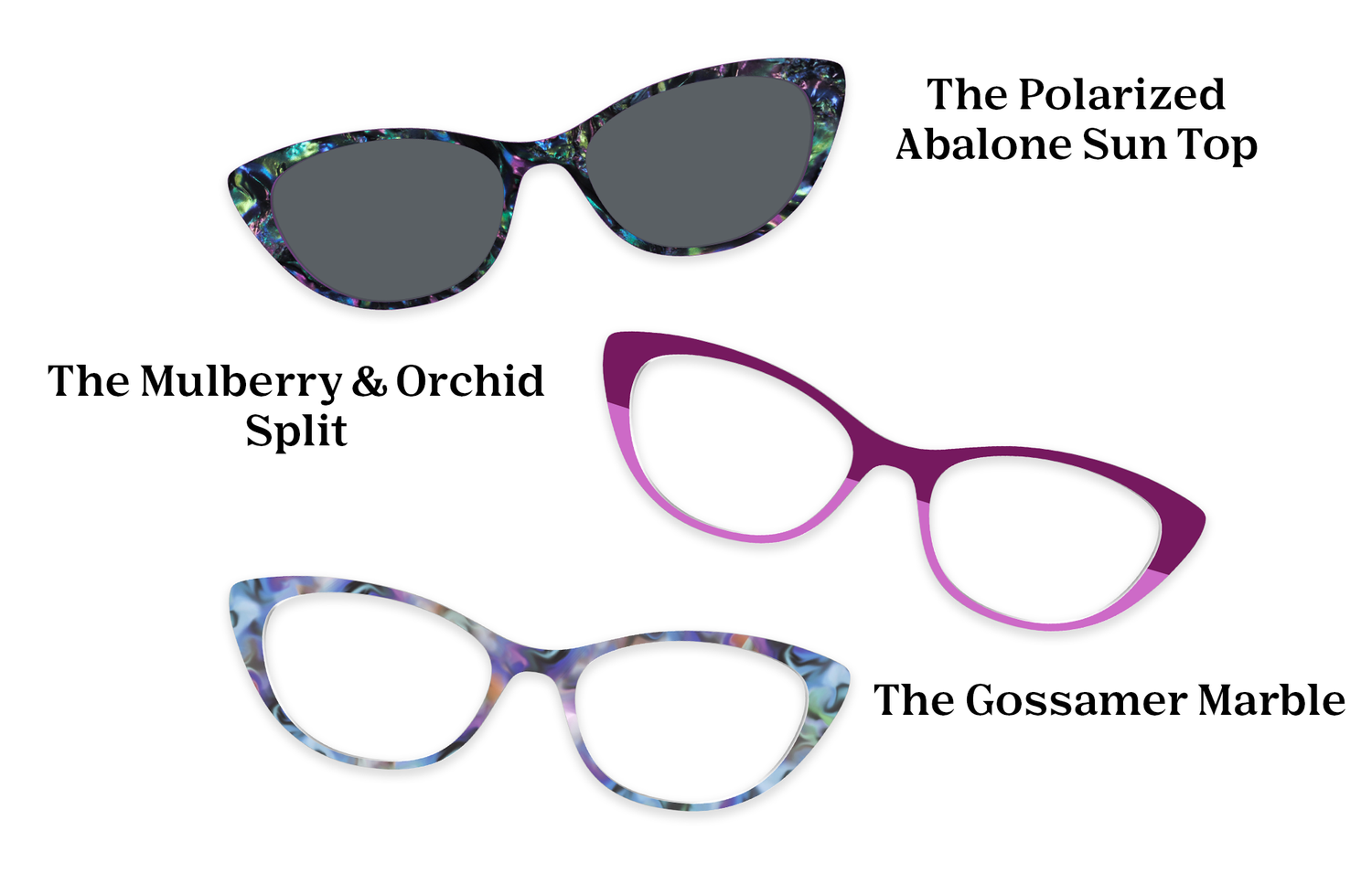 The ella - Violet Pearlized Gradient Acetate Rose Gold Metal - Pairing Set - Pair Eyewear