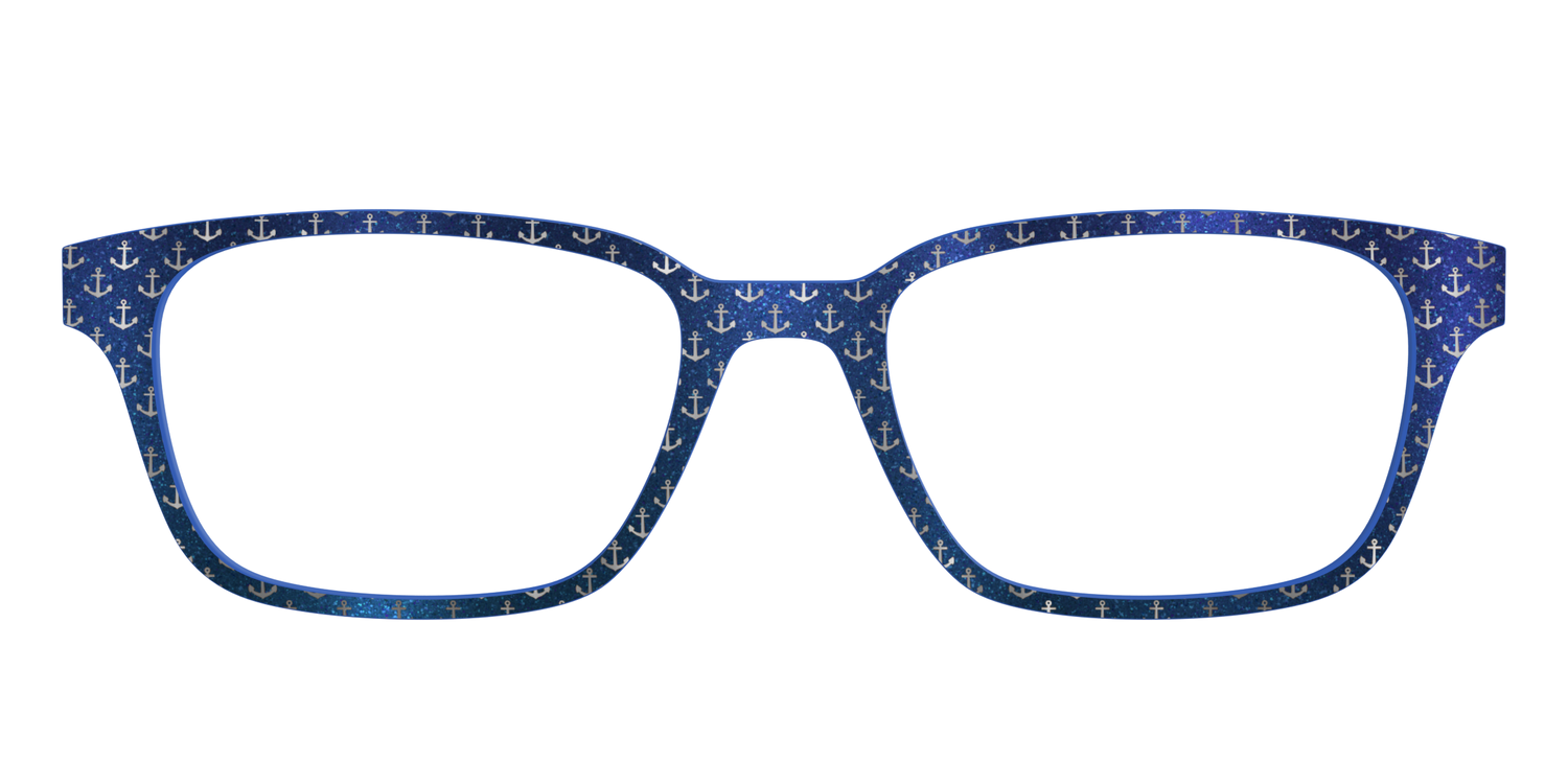 The Blue Shimmer with Silver Foil Anchors - Front Top Image - Pair Eyewear