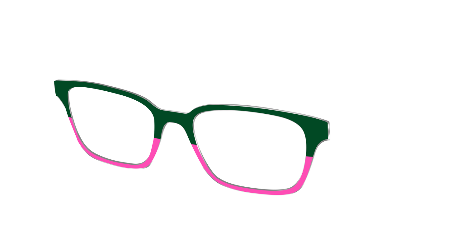 The Emerald and Flamingo Split - Angle Top Image - Pair Eyewear
