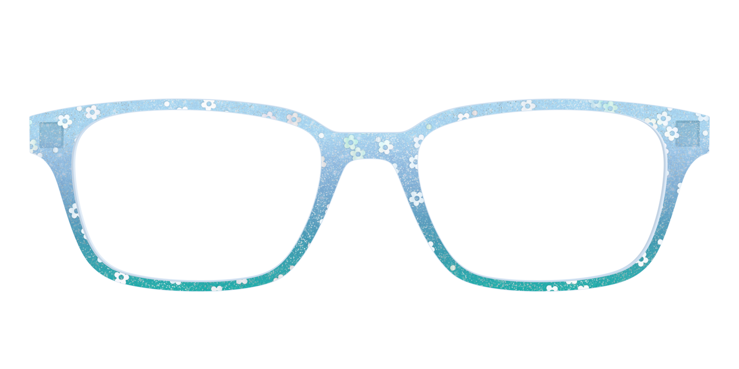 The Sky Blue Crystal with Daisy Glitter - Front Top Image - Pair Eyewear