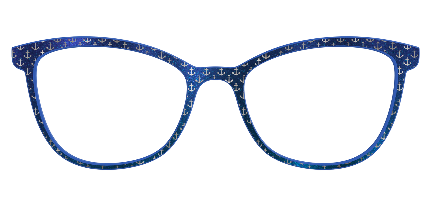 The Blue Shimmer with Silver Foil Anchors - Front Top Image - Pair Eyewear