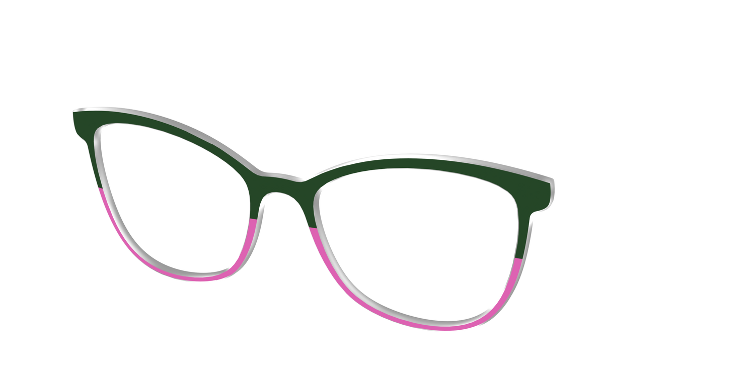 The Emerald and Flamingo Split - Angle Top Image - Pair Eyewear