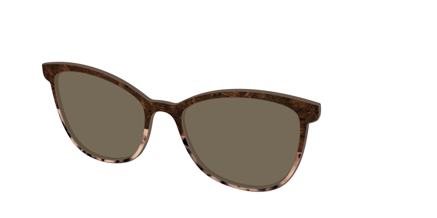 The Polarized Dark Oak Tortoise Split Sun Top - Angle Top Image - Pair Eyewear