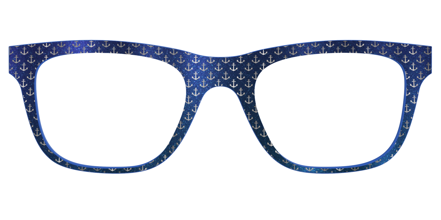 The Blue Shimmer with Silver Foil Anchors - Front Top Image - Pair Eyewear