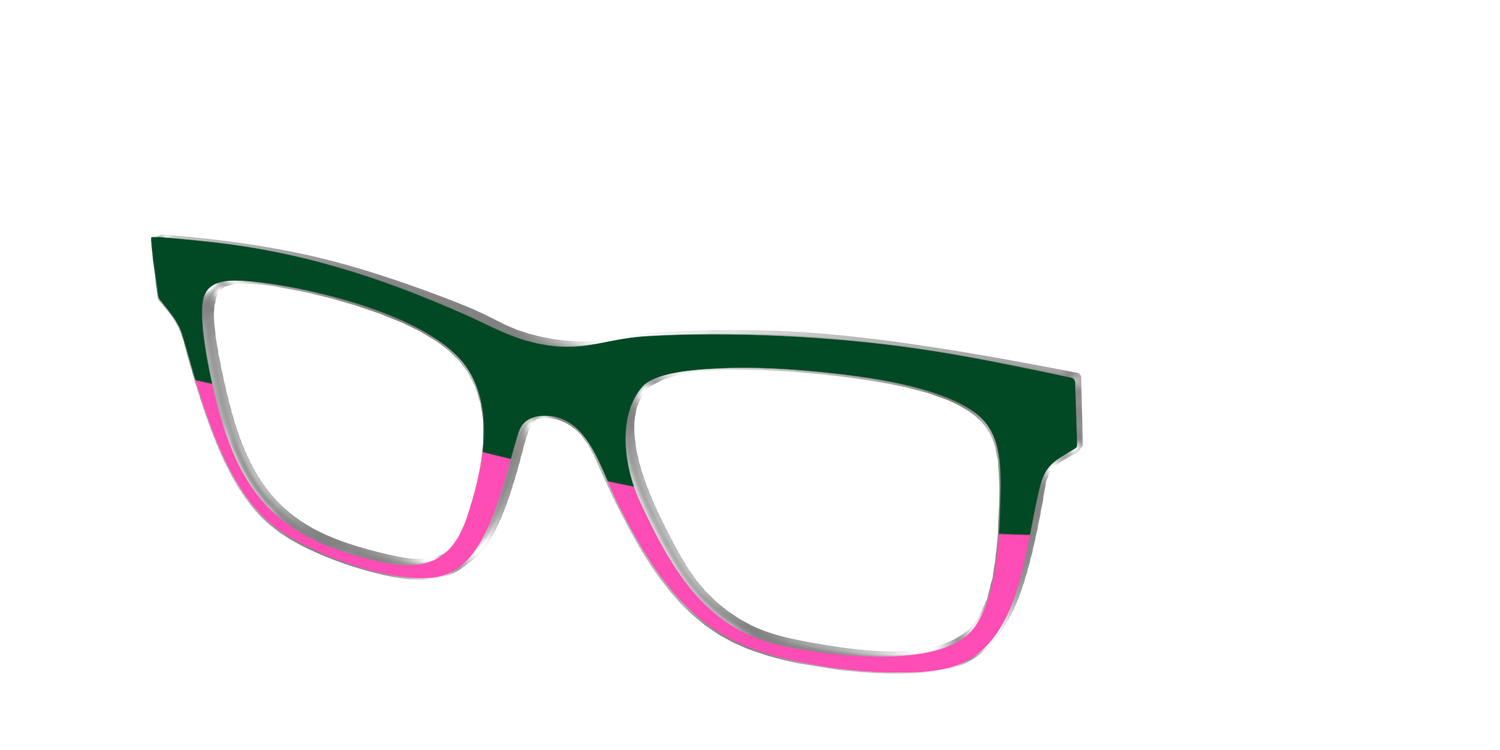 The Emerald and Flamingo Split - Angle Top Image - Pair Eyewear