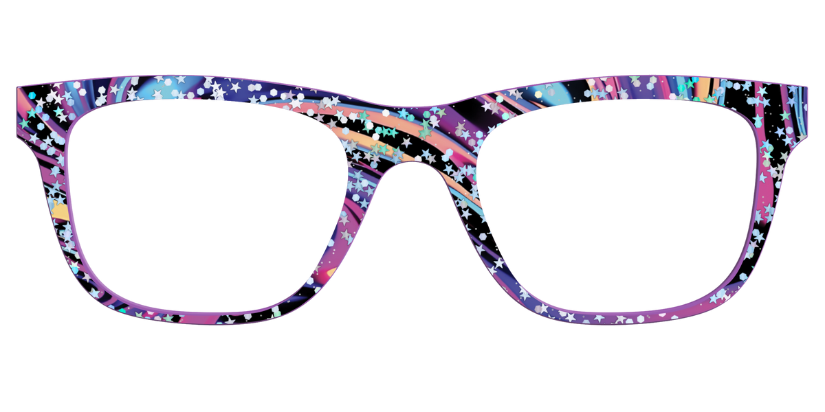 The Vaporwave Marble with Star Glitter - Front Top Image - Pair Eyewear