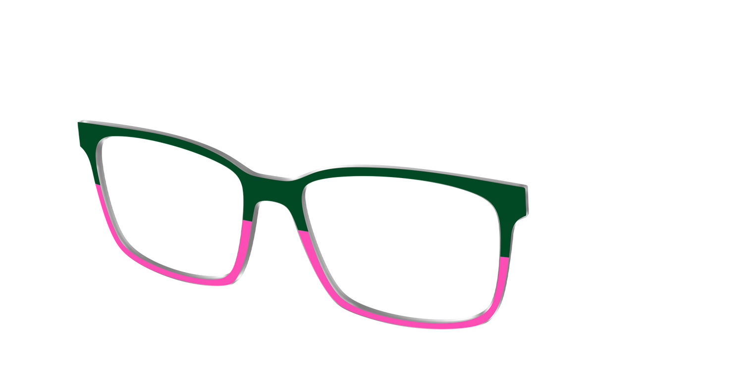 The Emerald and Flamingo Split - Angle Top Image - Pair Eyewear