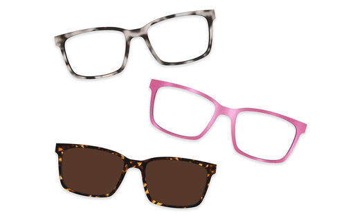 Pink Clear Rose Gold Metal - Set - Kirby Top - Pair Eyewear