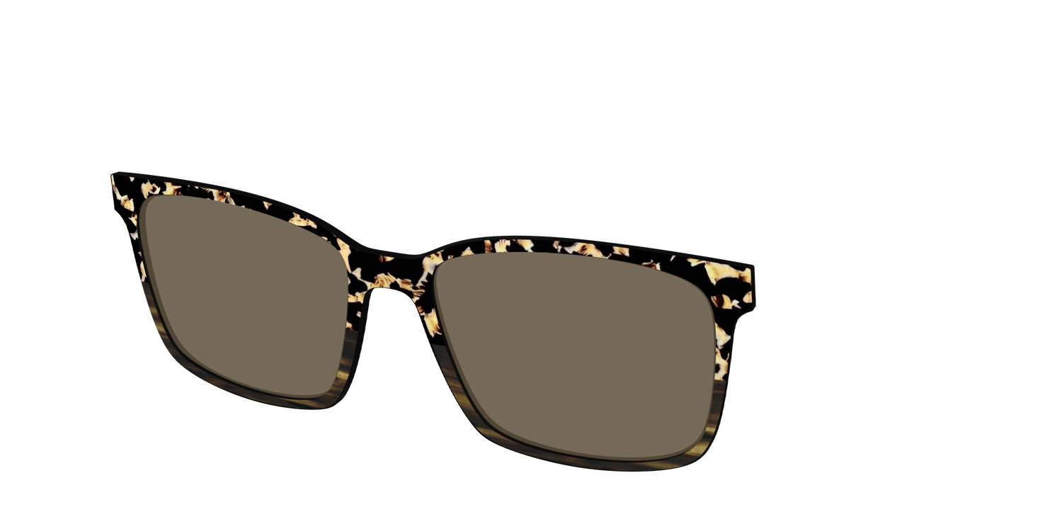 The Polarized Caramel Tortoise Horn Split Sun Top - Angle Top Image - Pair Eyewear
