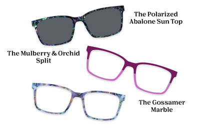The Kirby - Violet Pearlized Gradient Acetate Rose Gold Metal - Pairing Set - Pair Eyewear