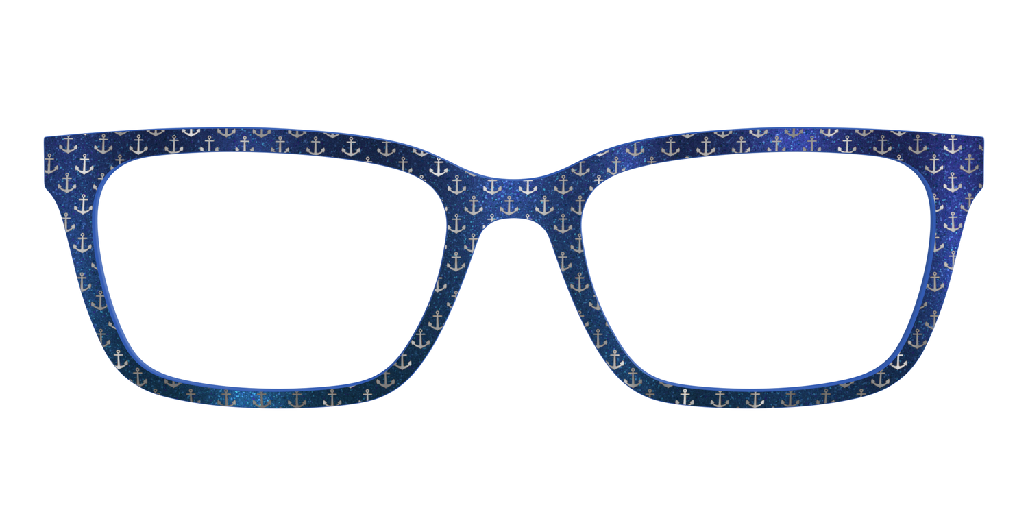 The Blue Shimmer with Silver Foil Anchors - Front Top Image - Pair Eyewear