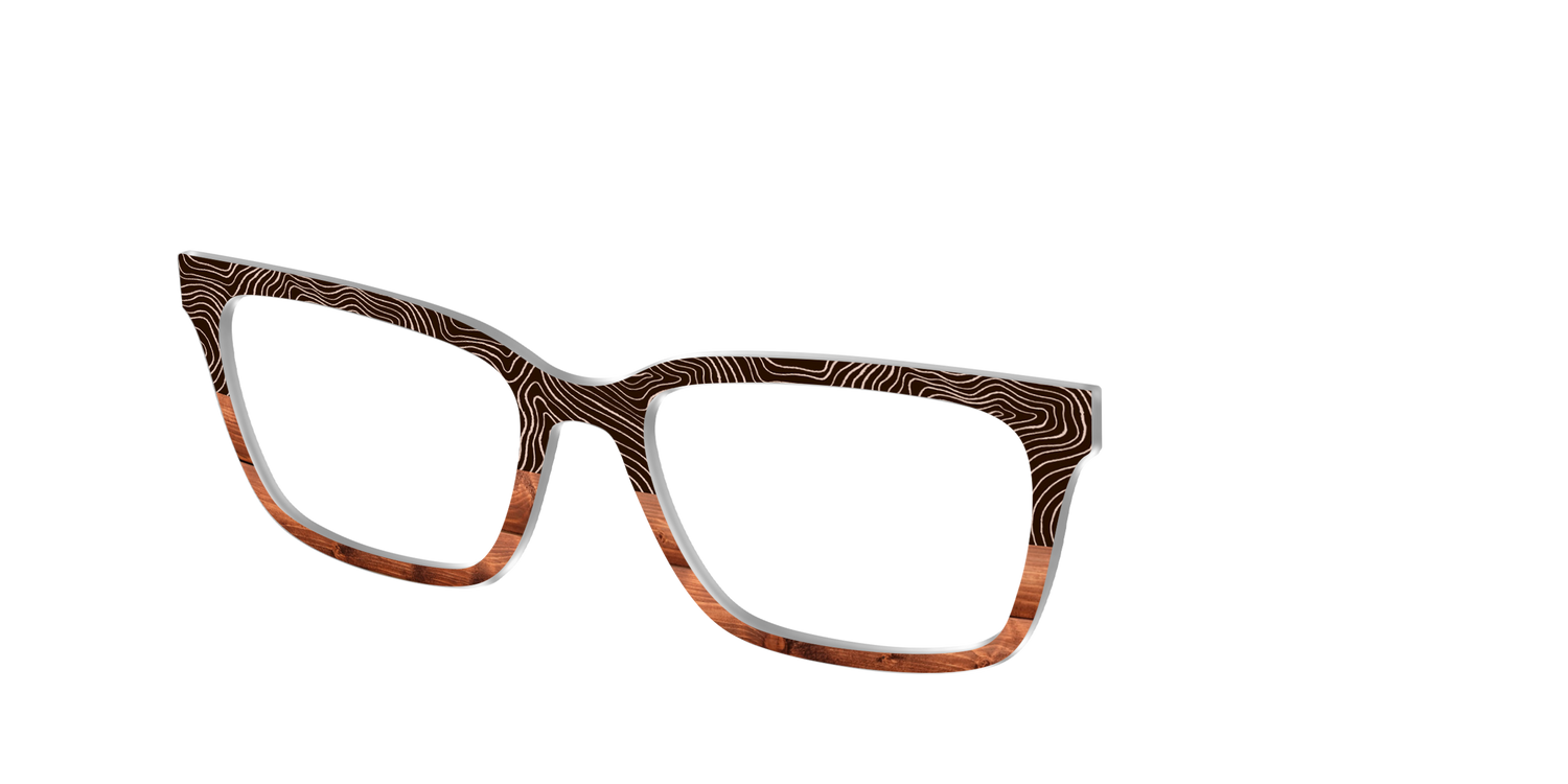 The Cabin Woodgrain Split - Angle Top Image - Pair Eyewear