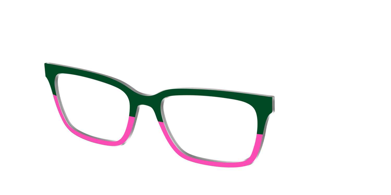 The Emerald and Flamingo Split - Angle Top Image - Pair Eyewear