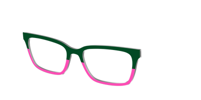 The Emerald and Flamingo Split - Angle Top Thumbnail - Pair Eyewear