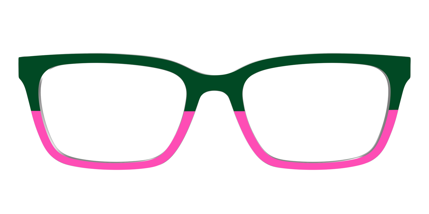 The Emerald and Flamingo Split - Front Top Image - Pair Eyewear