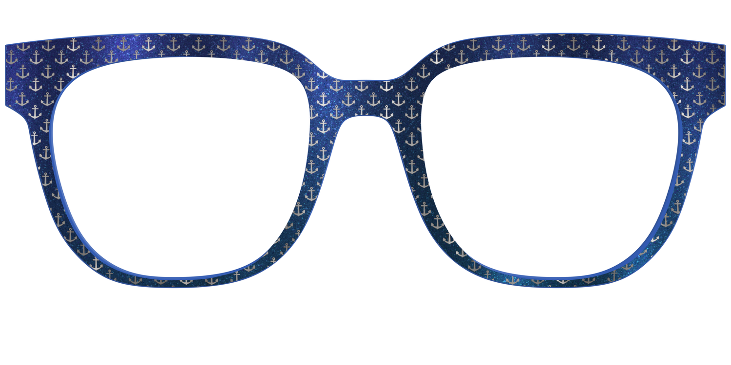 The Blue Shimmer with Silver Foil Anchors - Front Top Image - Pair Eyewear