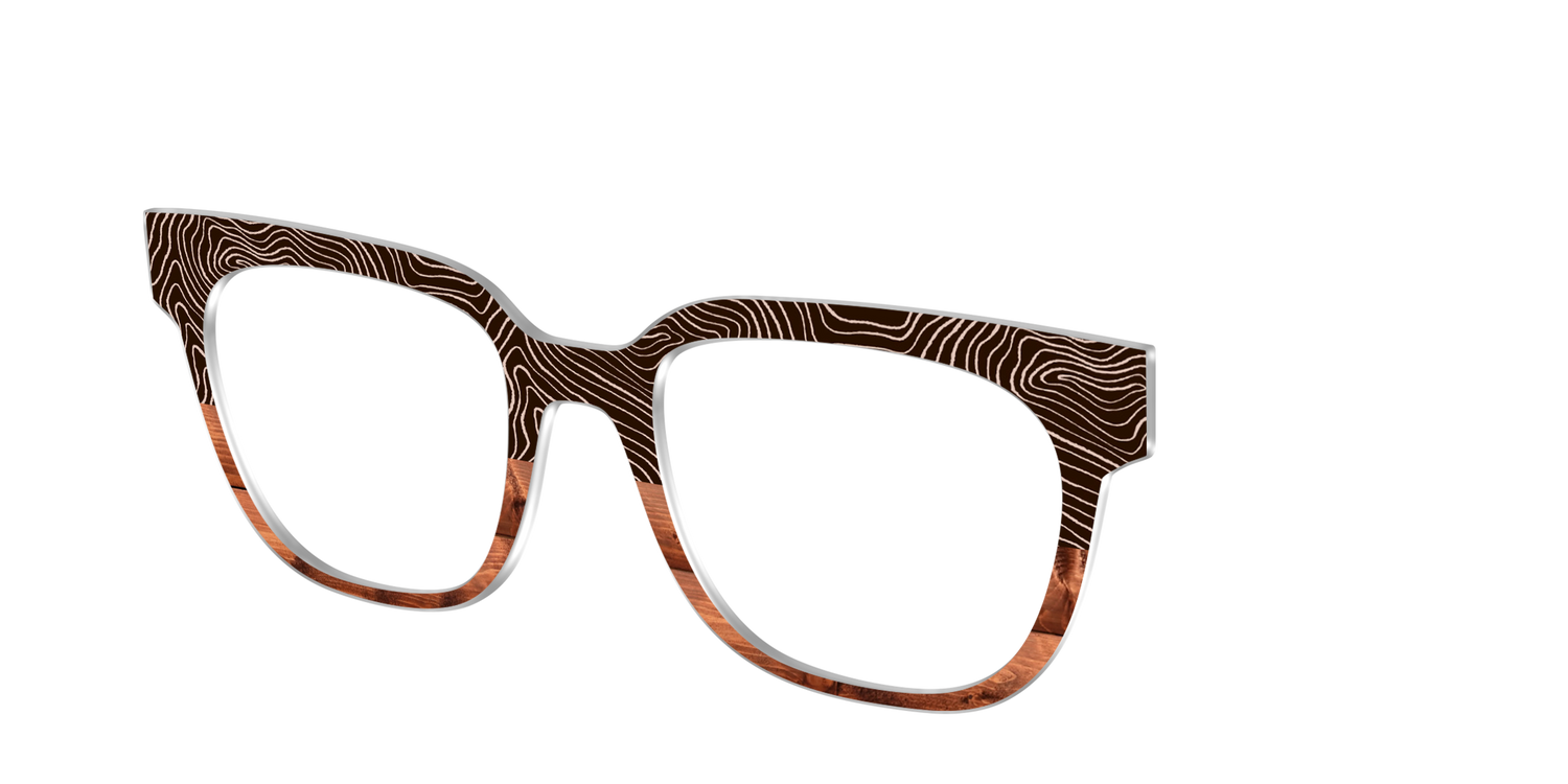 The Cabin Woodgrain Split - Angle Top Image - Pair Eyewear