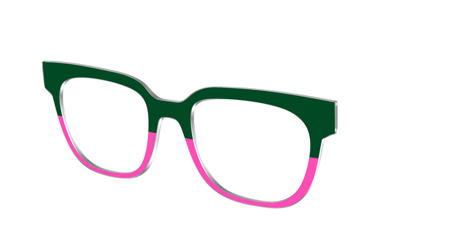 The Emerald and Flamingo Split - Angle Top Image - Pair Eyewear