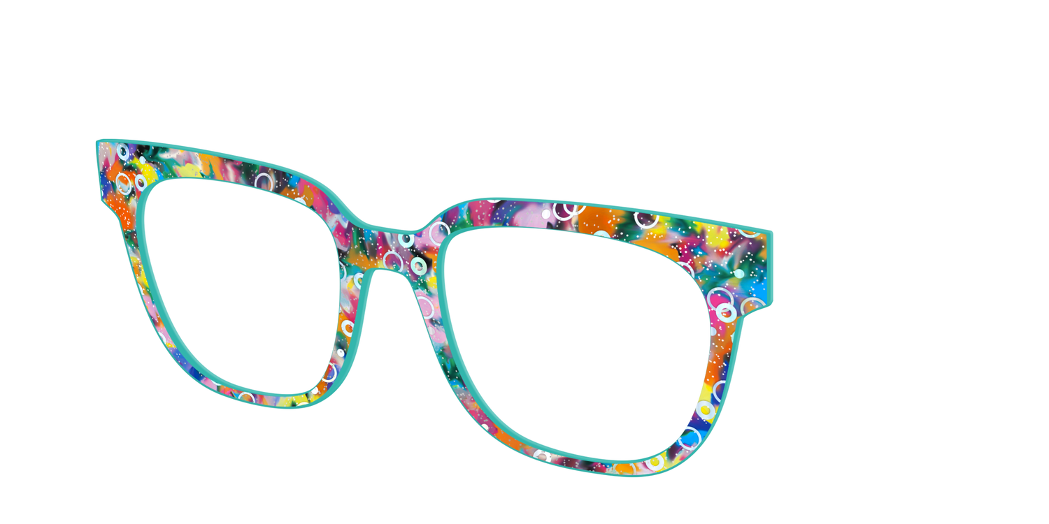 The Imaginative Tortoise with Bubble Glitter - Angle Top Image - Pair Eyewear