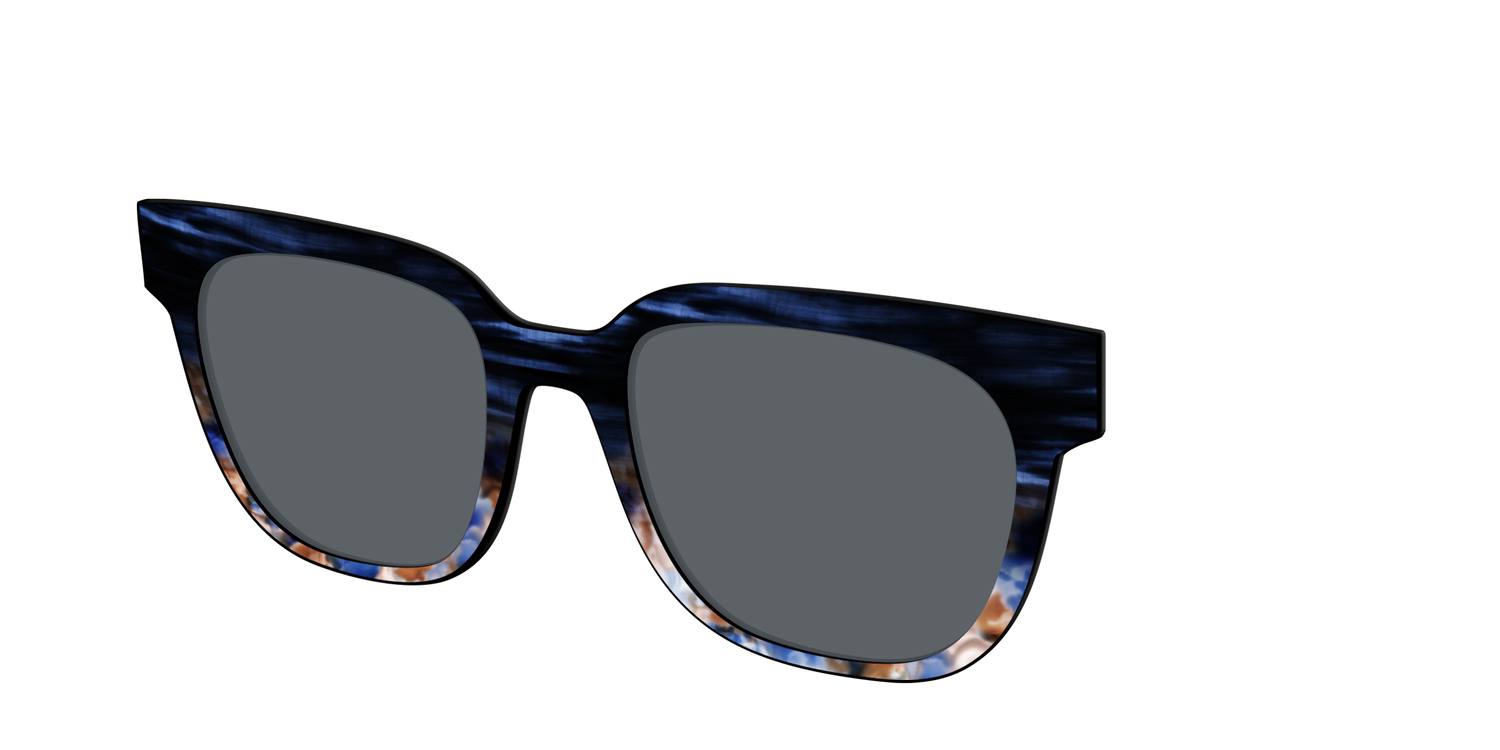 The Polarized Blue Horn Tortoise Sun Top - Angle Top Image - Pair Eyewear